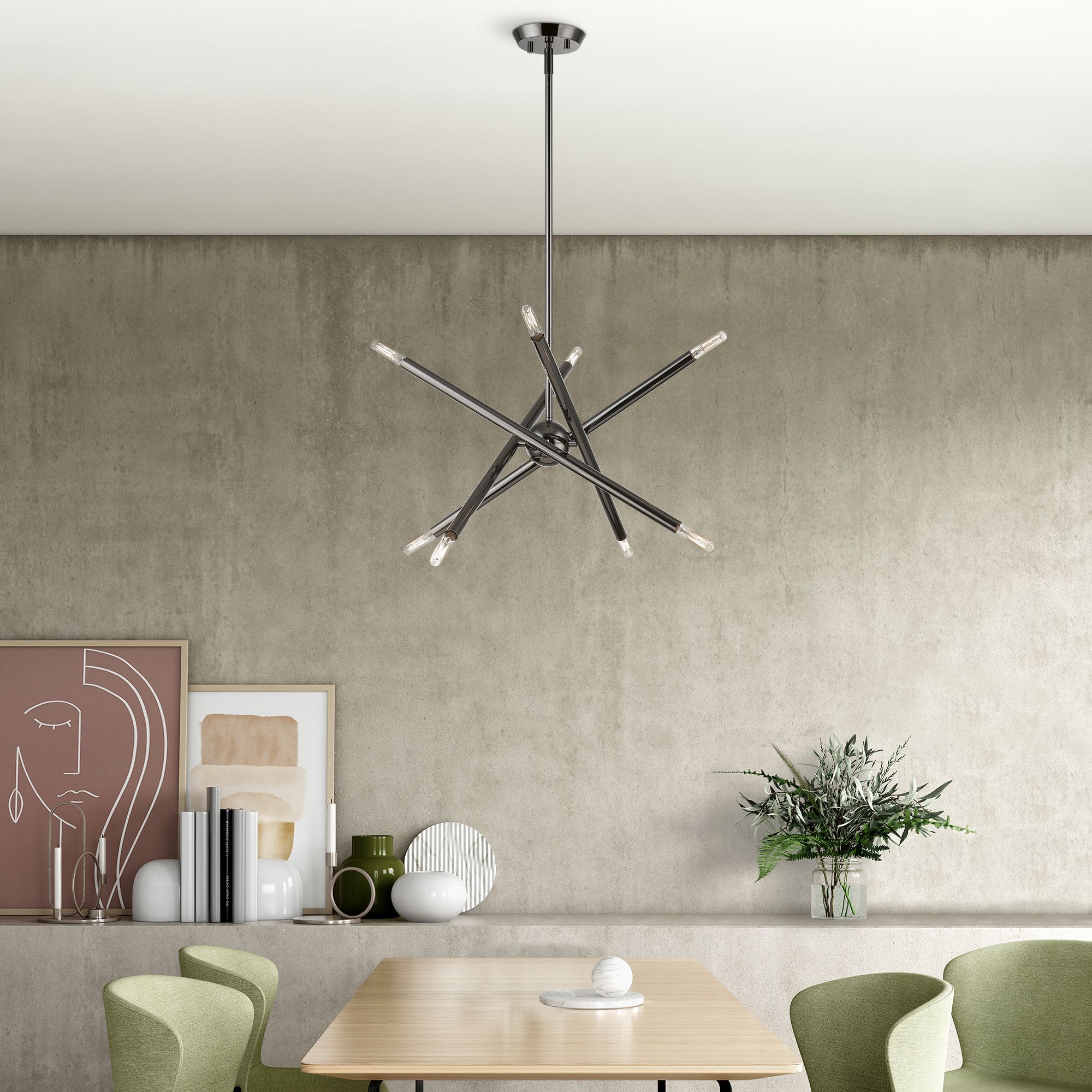 Soho 19 1/2" Wide Black Chrome 8-Light Geometric Chandelier