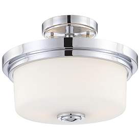 Image1 of Soho; 2 Light; Semi-Flush Fixture with Satin White Glass