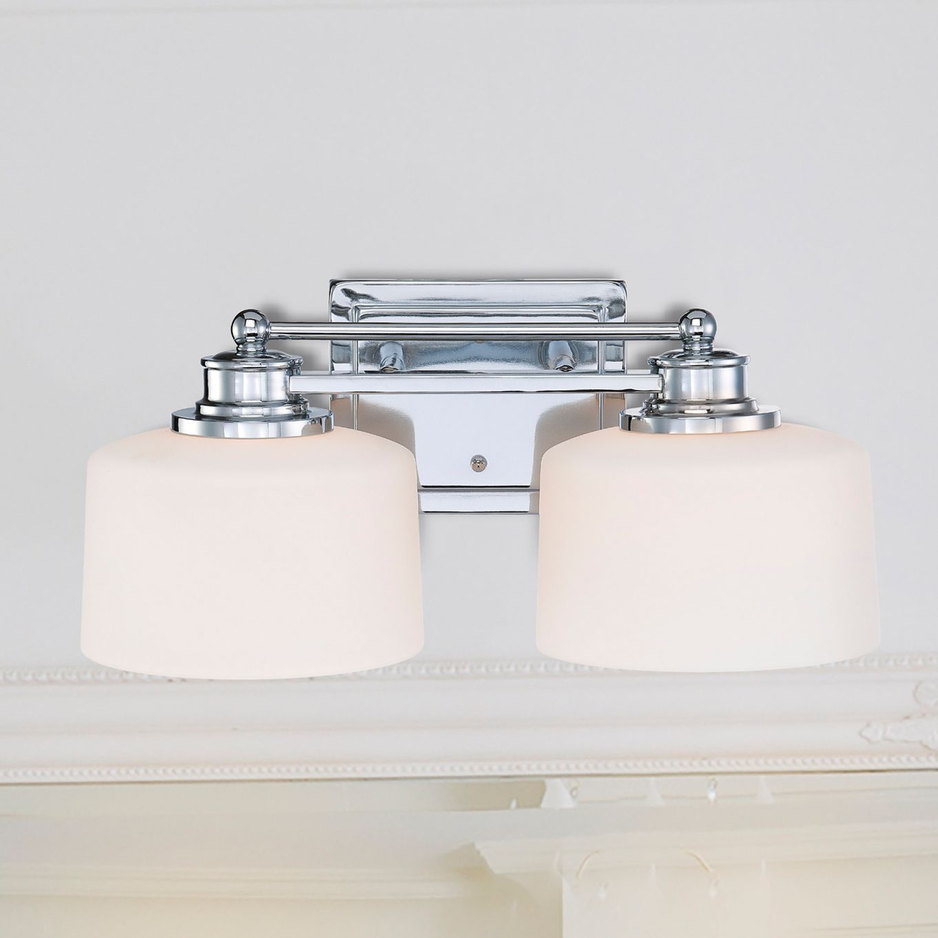 Soho; 2 Light; Vanity Fixture with Satin White Glass