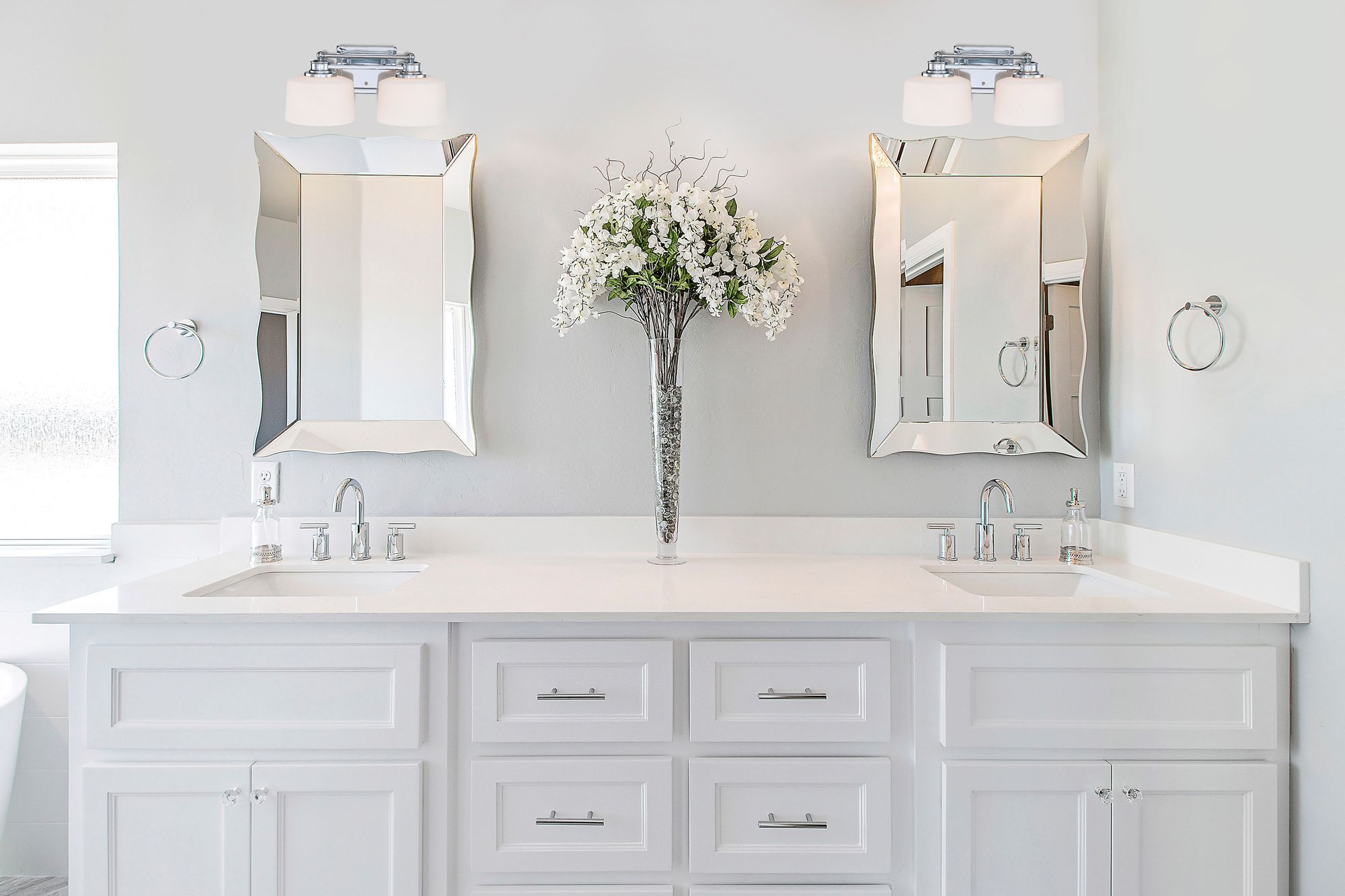 Image 3 Soho; 2 Light; Vanity Fixture with Satin White Glass more views