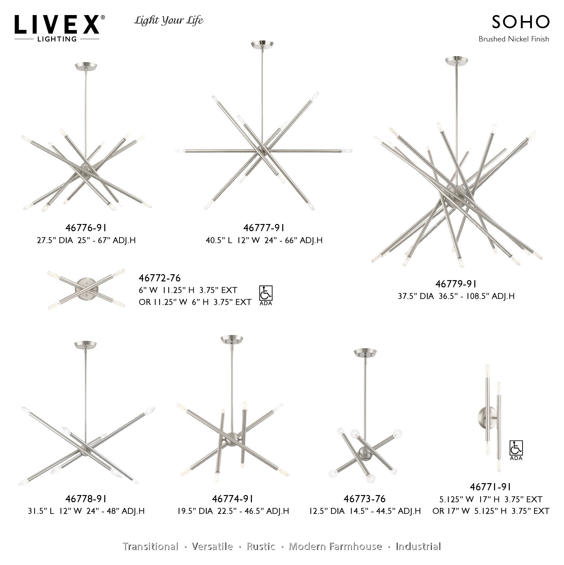 Soho 20 Light Brushed Nickel Chandelier