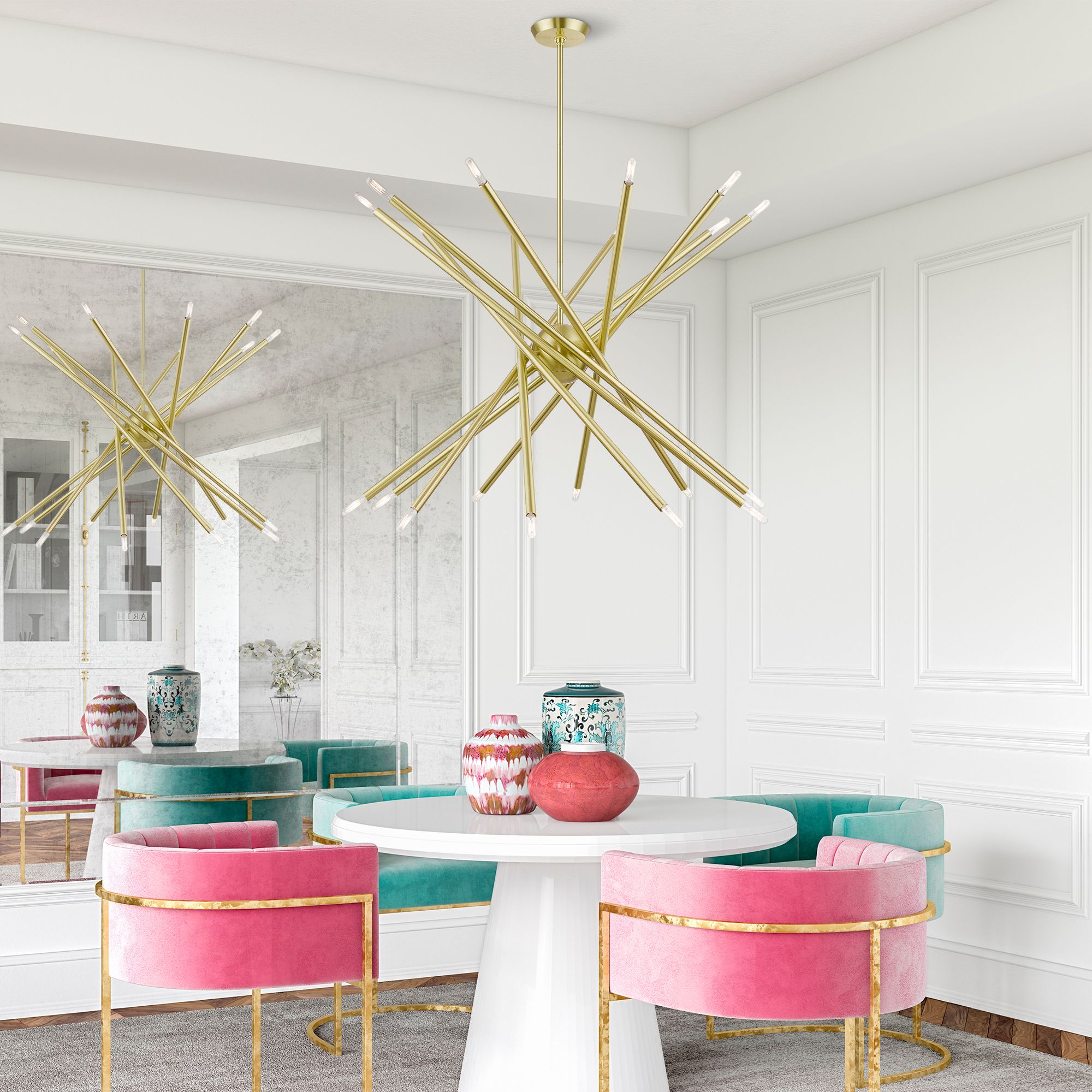 Soho 20 Light Satin Brass Large Chandelier