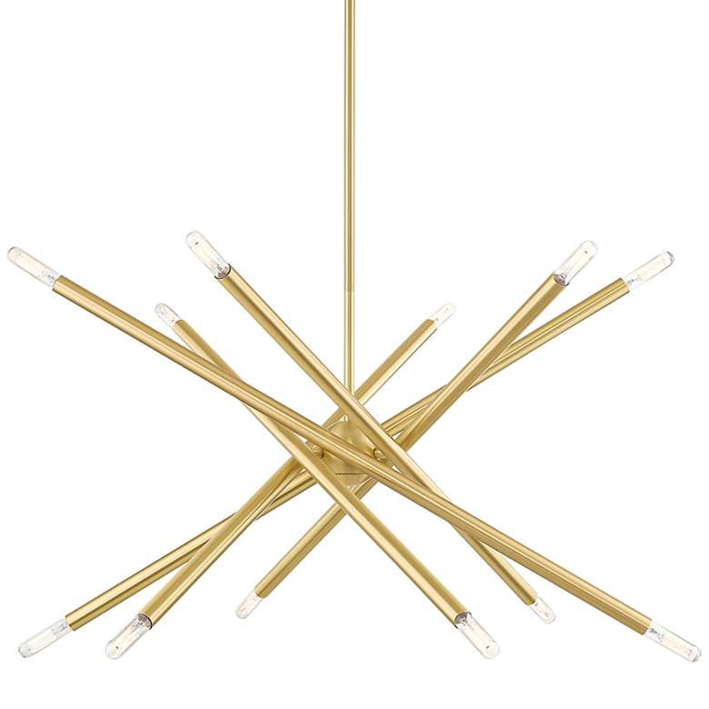 Image 3 Soho 27 1/2" Wide Satin Brass 12-Light Sputnik Chandelier