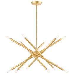 Soho 27 1/2" Wide Satin Brass 12-Light Sputnik Chandelier