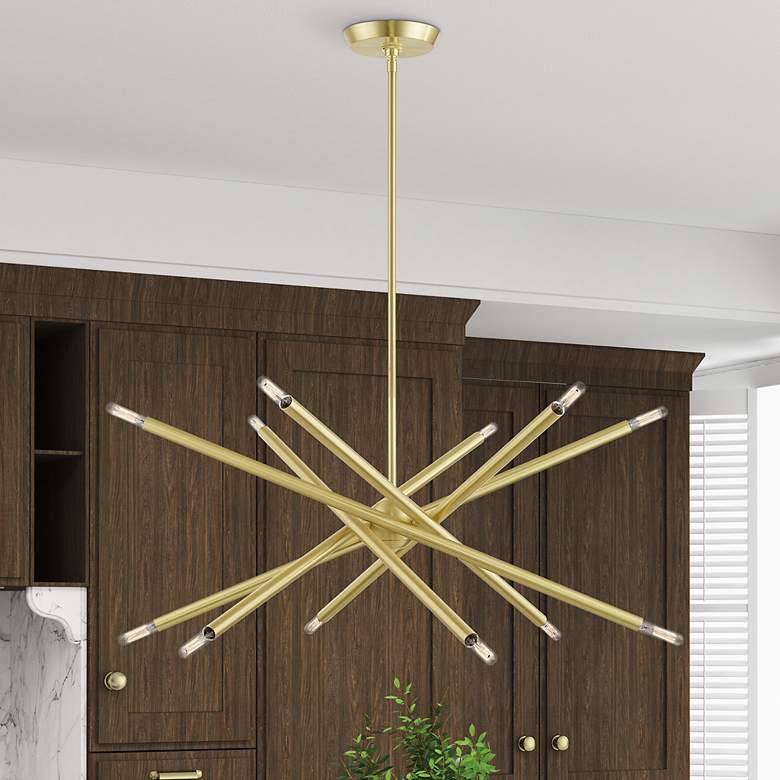 Image 2 Soho 27 1/2" Wide Satin Brass 12-Light Sputnik Chandelier