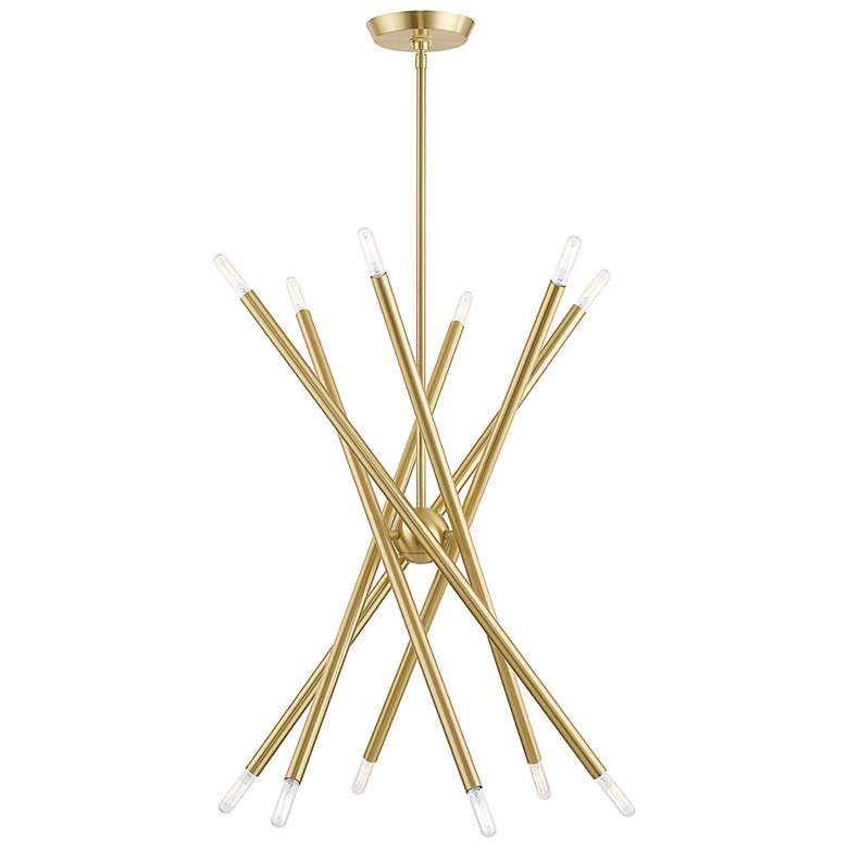 Image 6 Soho 27 1/2" Wide Satin Brass 12-Light Sputnik Chandelier more views