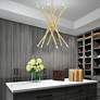 Soho 27 1/2" Wide Satin Brass 12-Light Sputnik Chandelier in scene