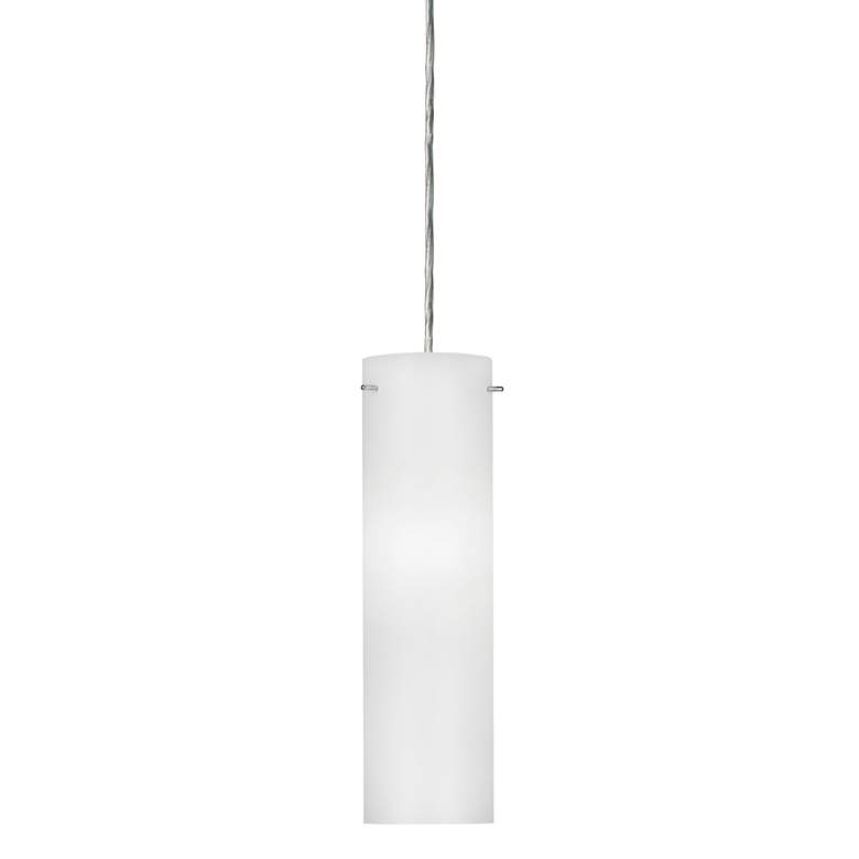 Soho 3.875&quot; Wide  Satin Nickel LED Modern White Glass Mini Pendant