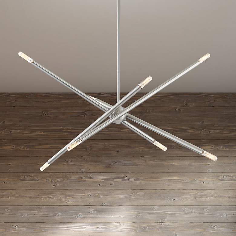 Image 1 Soho 31 1/2" Wide Brushed Nickel 8-Light Linear Chandelier