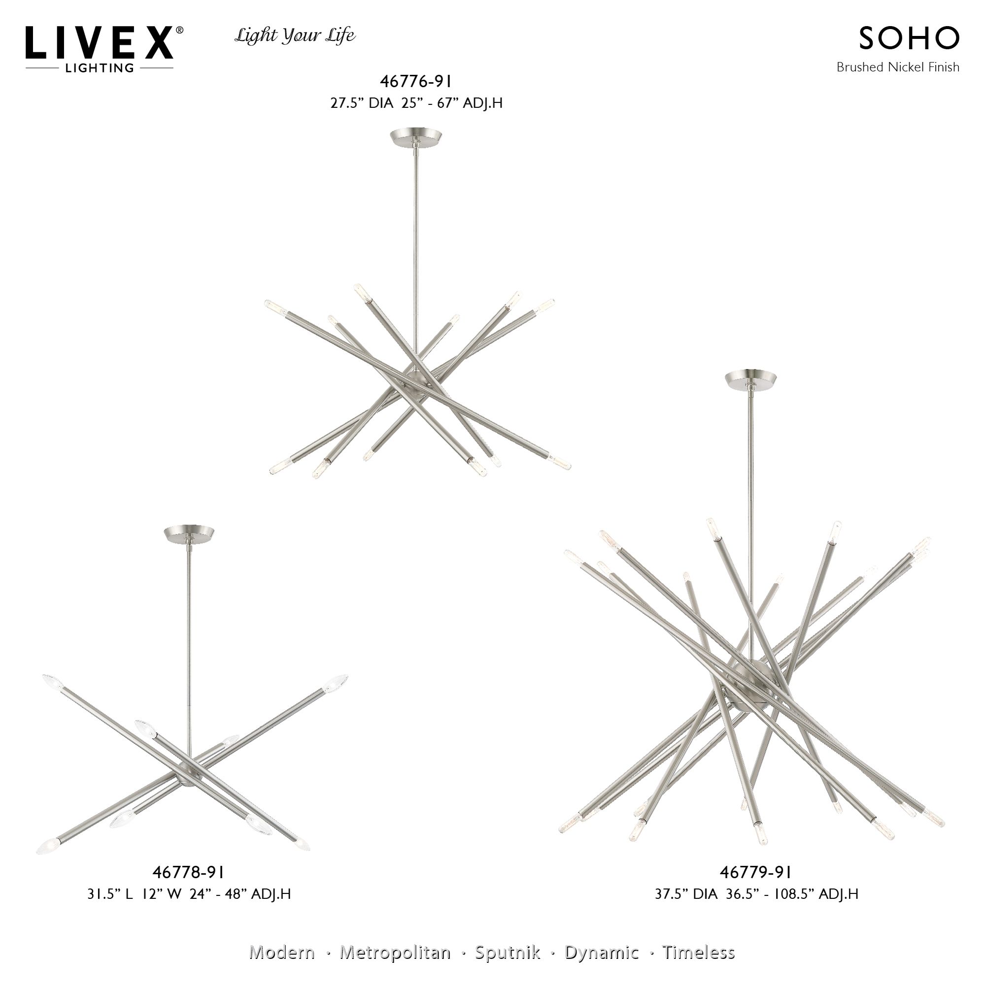 Soho 31 1/2" Wide Brushed Nickel 8-Light Linear Chandelier