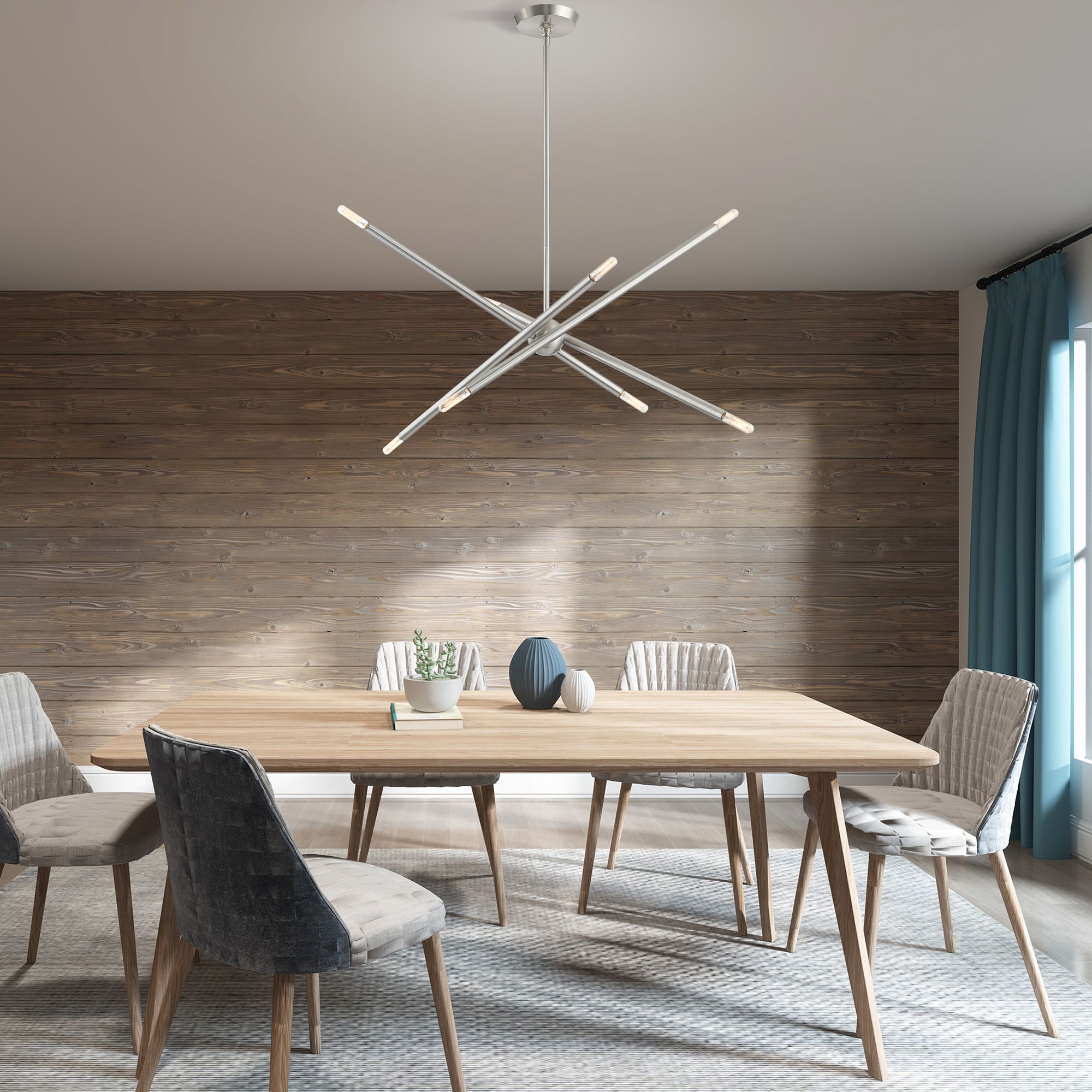 Soho 31 1/2" Wide Brushed Nickel 8-Light Linear Chandelier