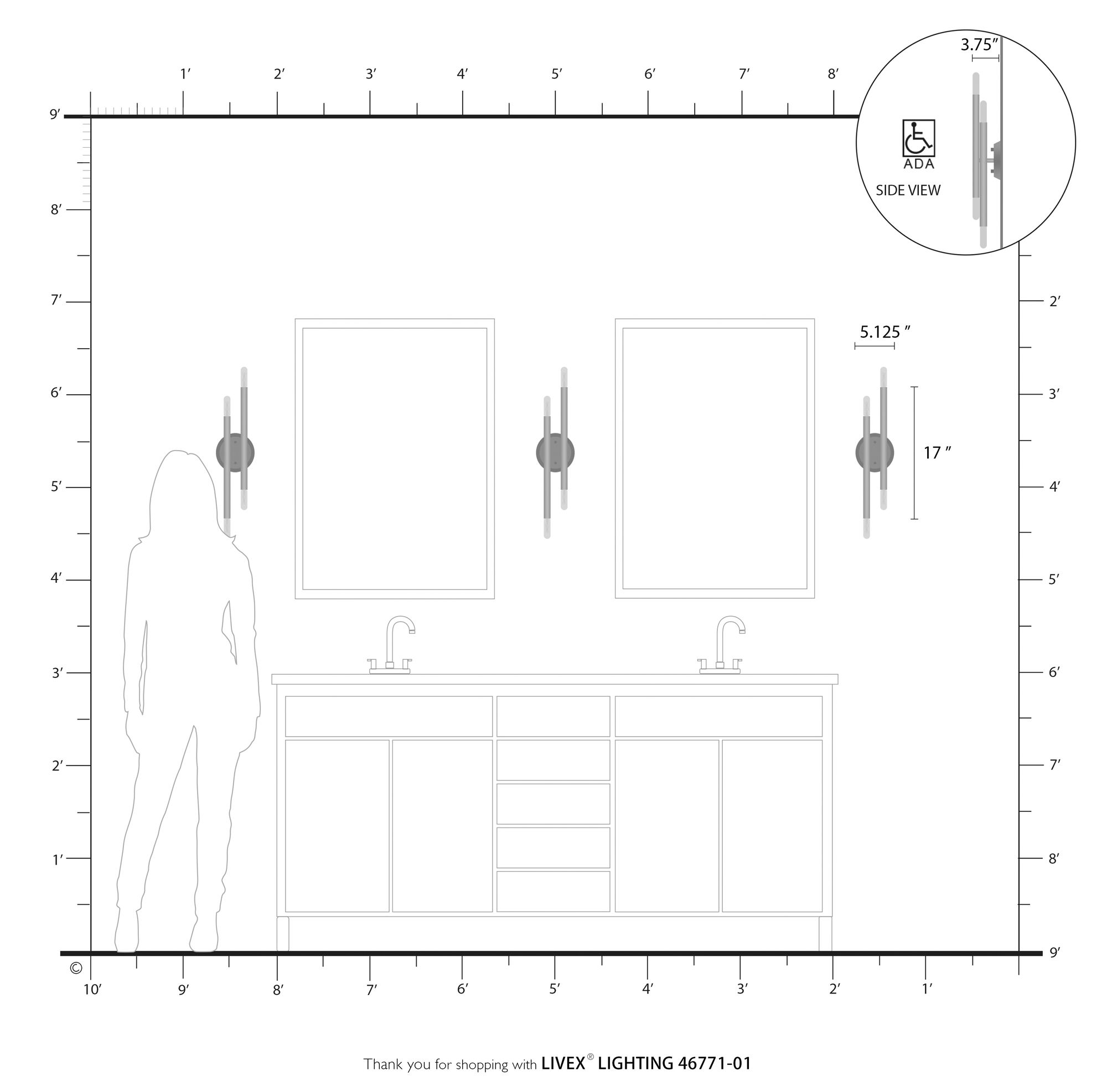 Soho 4 Light Antique Brass ADA Sconce