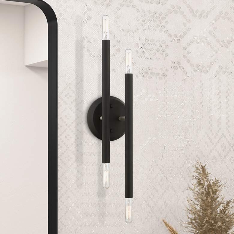 Image 1 Soho 4 Light Black ADA Sconce with Brushed Nickel Accents