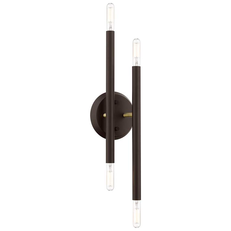 Image 1 Soho 4 Light Bronze ADA Sconce with Antique Brass Accents