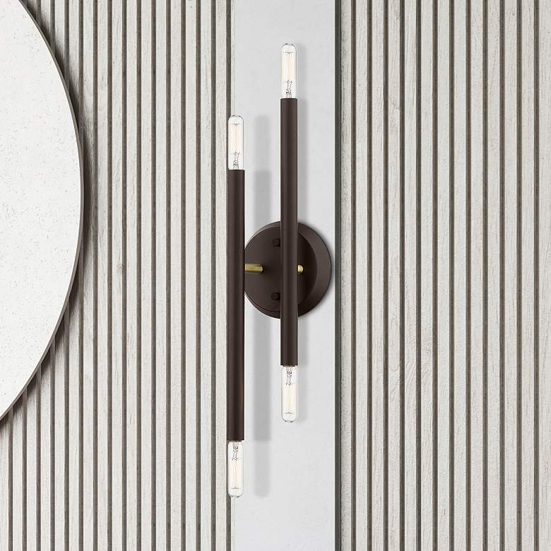 Image 1 Soho 4 Light Bronze ADA Sconce with Antique Brass Accents