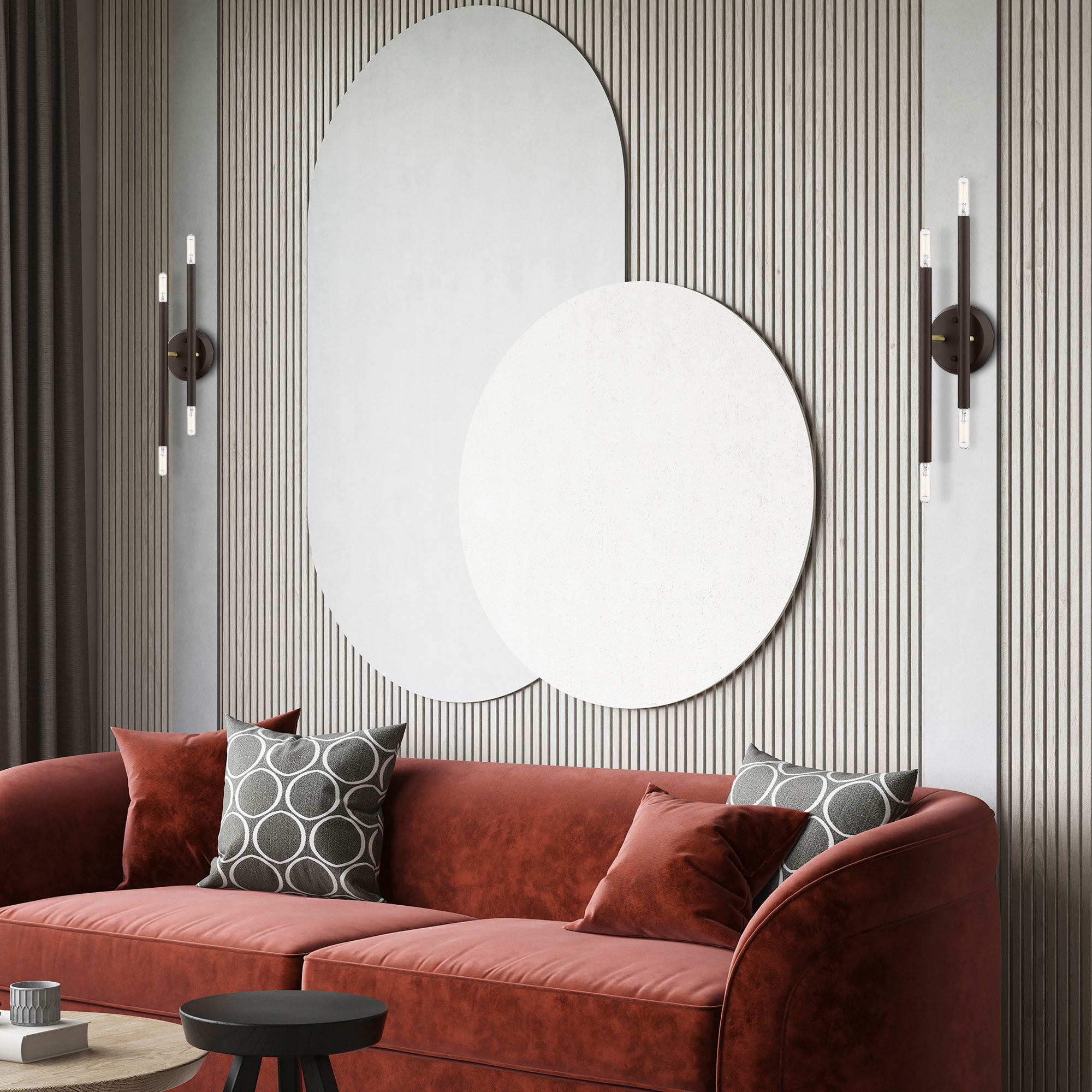 Soho 4 Light Bronze ADA Sconce with Antique Brass Accents