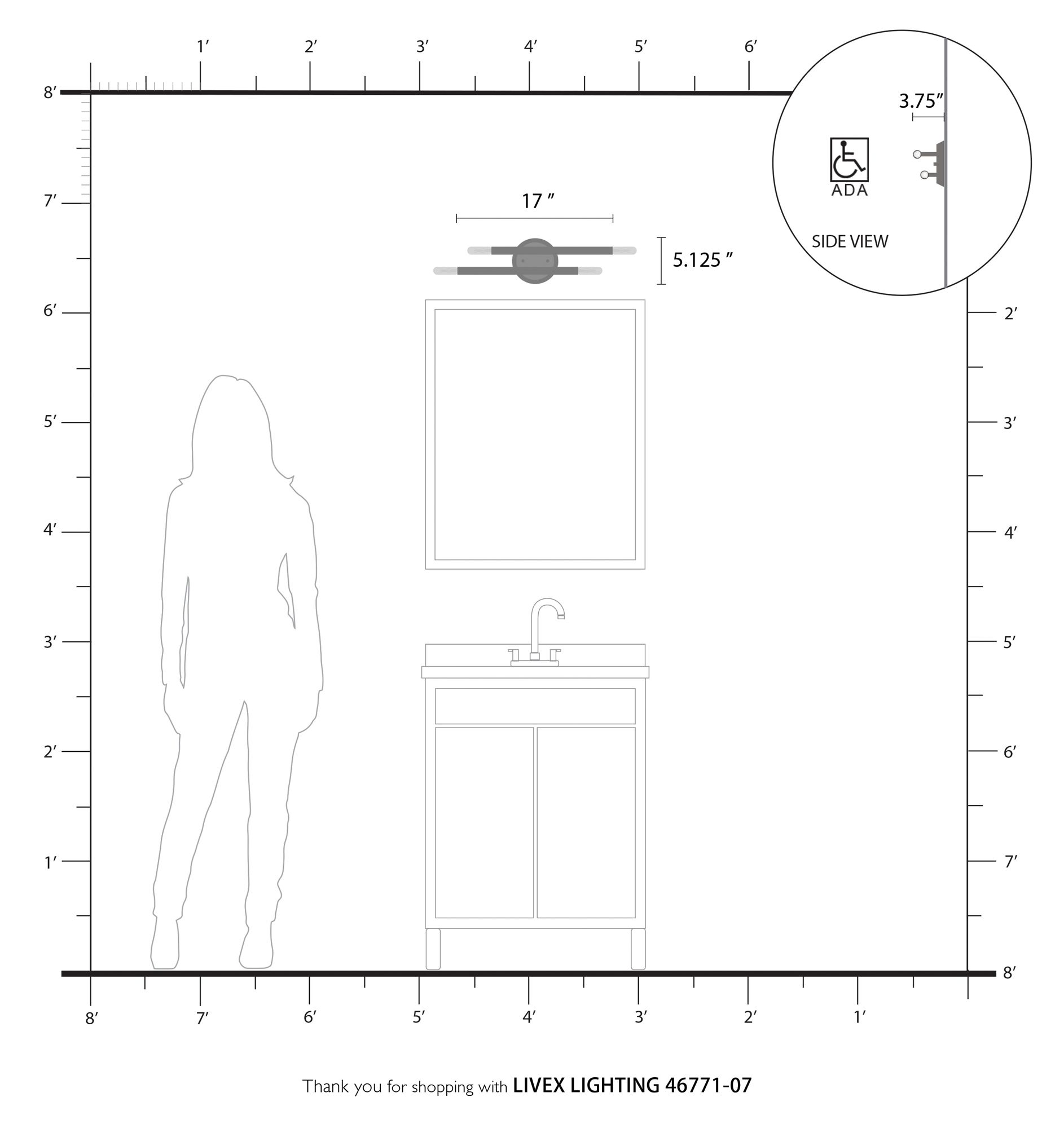 Soho 4 Light Bronze ADA Sconce with Antique Brass Accents