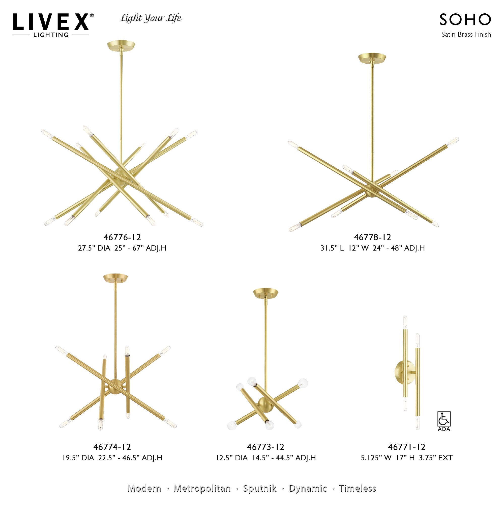 Soho 4 Light Satin Brass ADA Wall Sconce