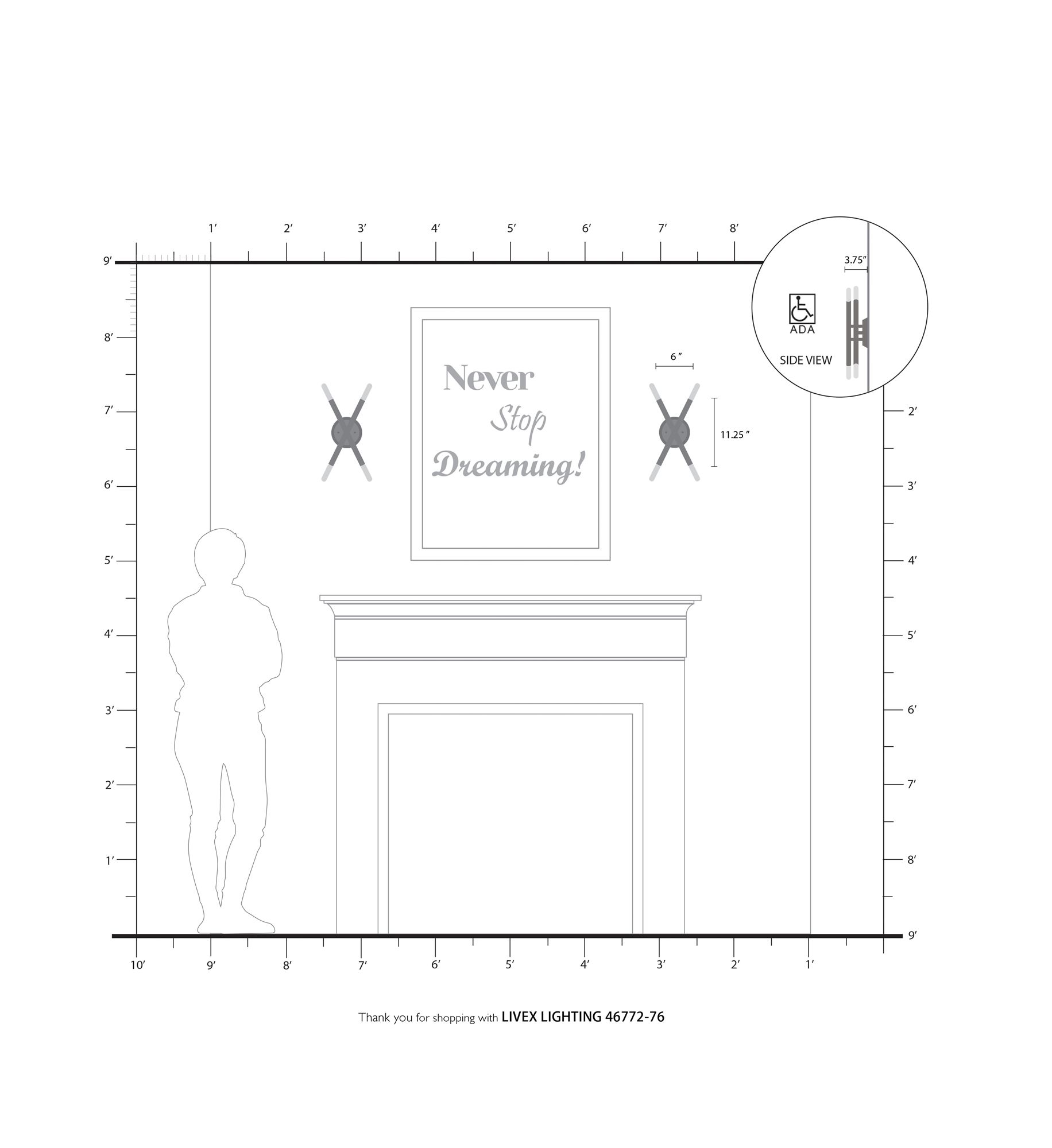 Soho 4 Light Scandinavian Gray ADA Wall Sconce