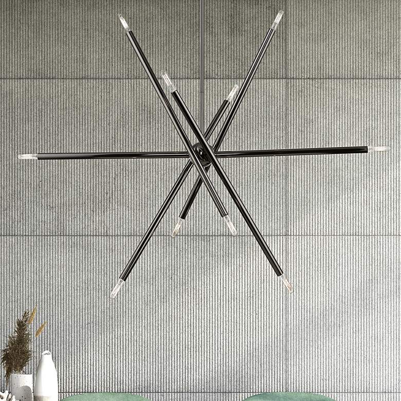 Image 2 Soho 40 1/2" Wide Black Chrome 10-Light Linear Chandelier