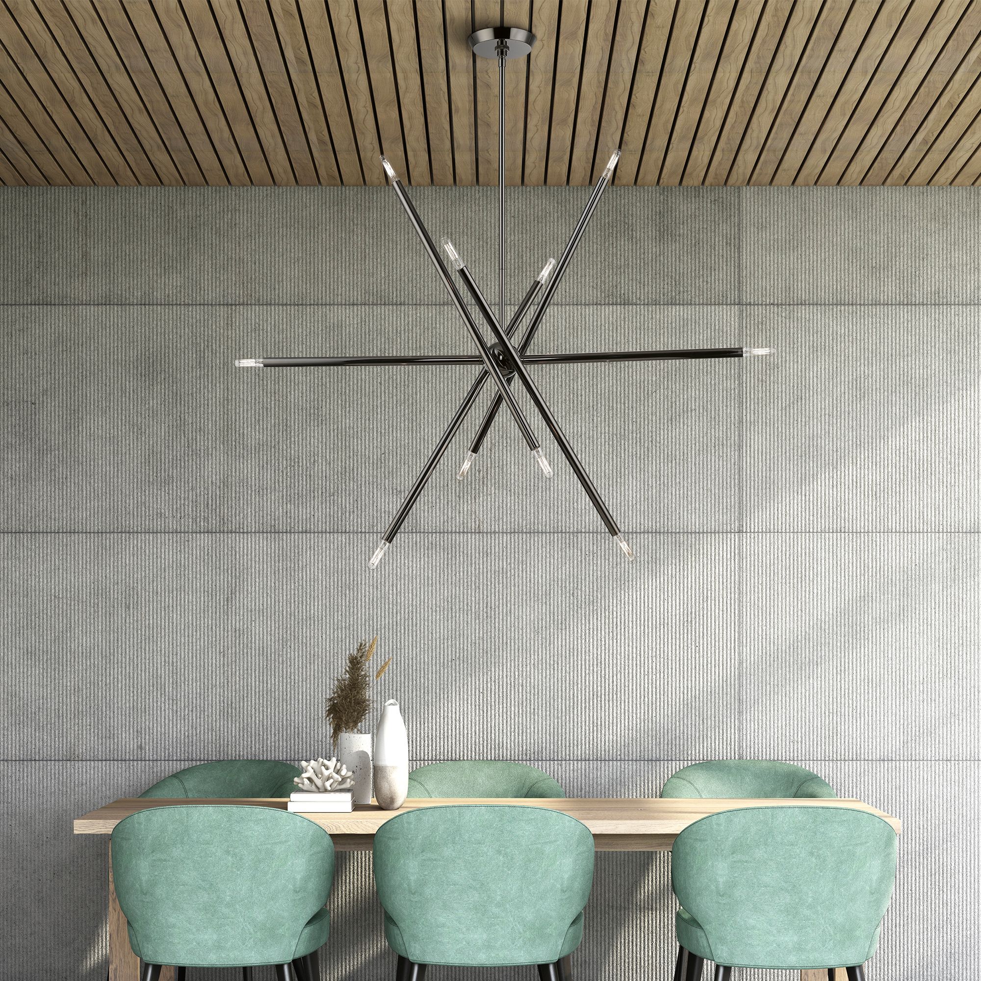 Soho 40 1/2" Wide Black Chrome 10-Light Linear Chandelier in scene