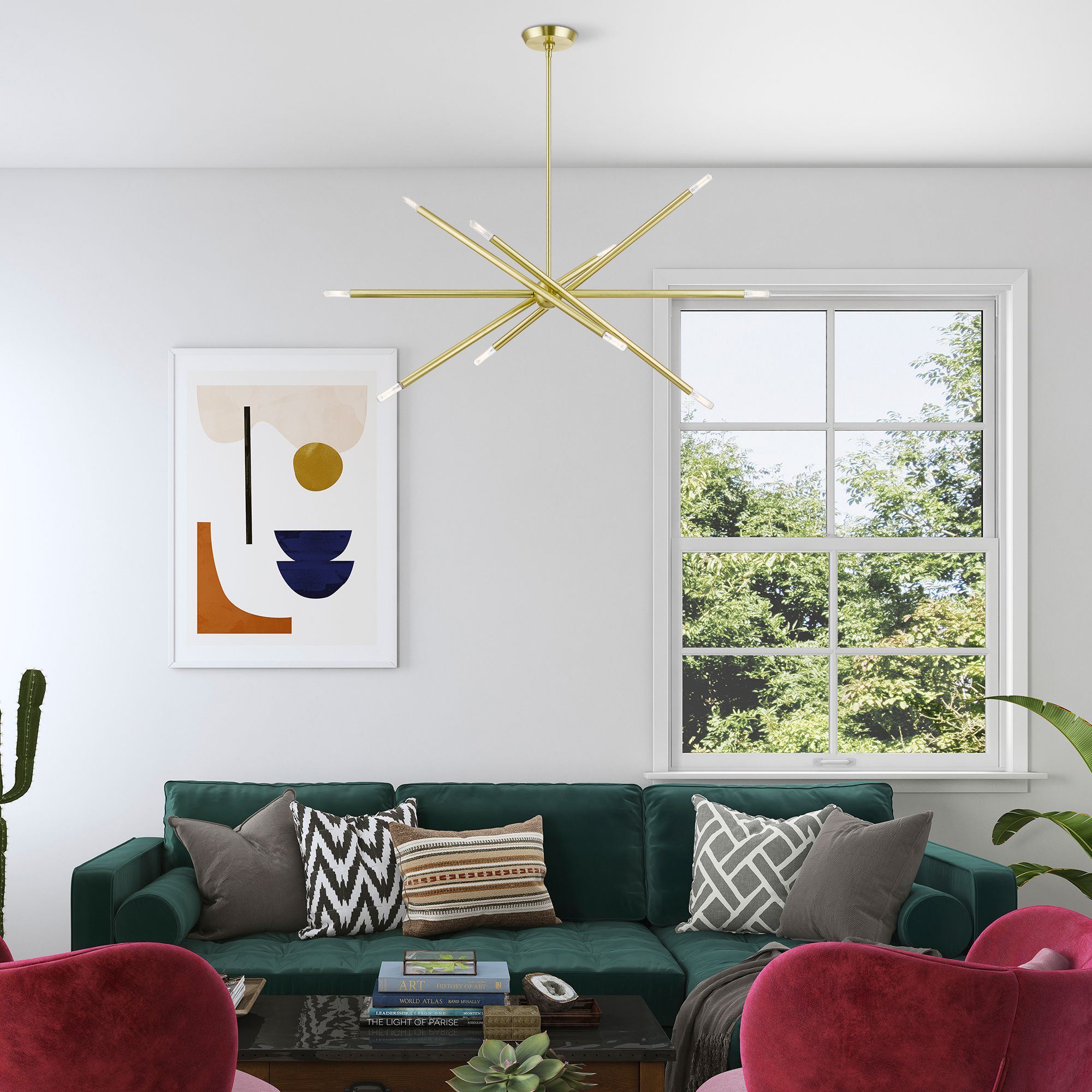 Soho 40 1/2" Wide Satin Brass 10-Light Sputnik Pendant