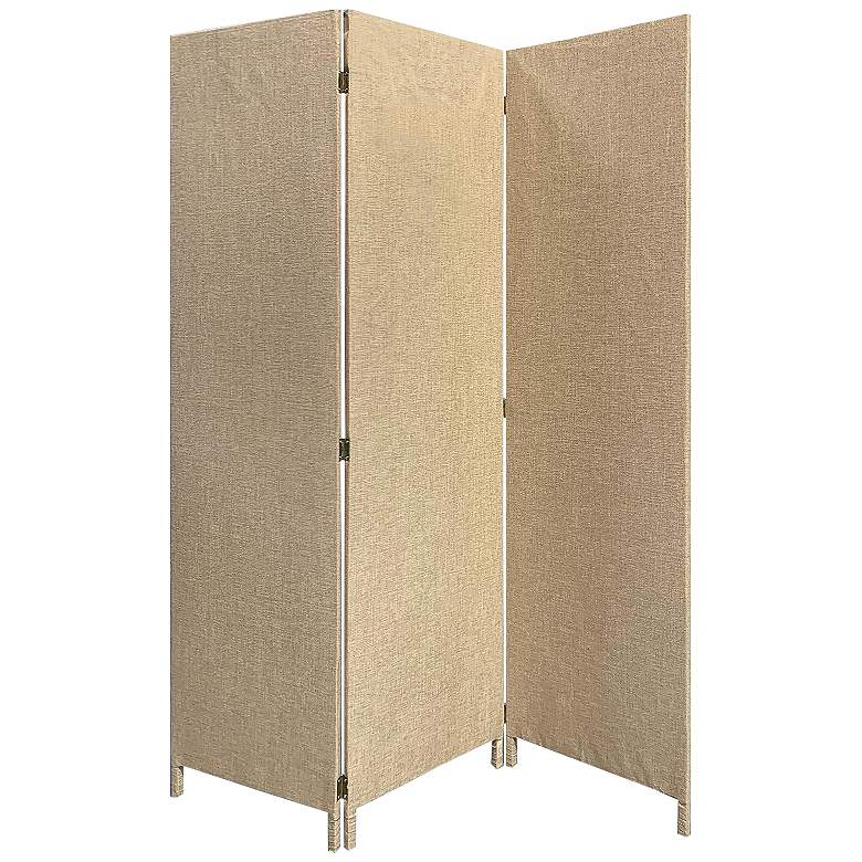 Image 2 Soho 47" Wide Brown Fabric Wood 3-Panel Screen/Room Divider