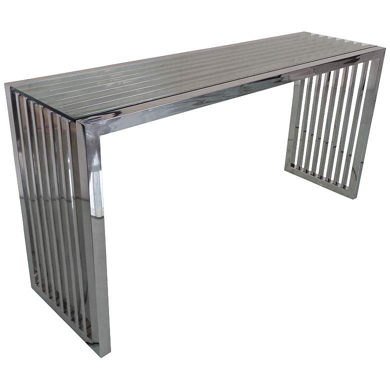 Image 1 Soho 51" Wide Clear Glass and Stainless Steel Console Table