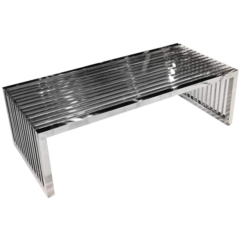 Image 1 Soho 51 inch Wide Clear Glass Top Stainless Steel Cocktail Table