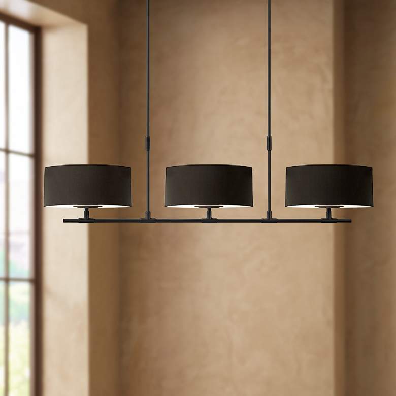 Image 1 Soho 53 3/4" Wide Satin Black Kitchen Island Light Pendant