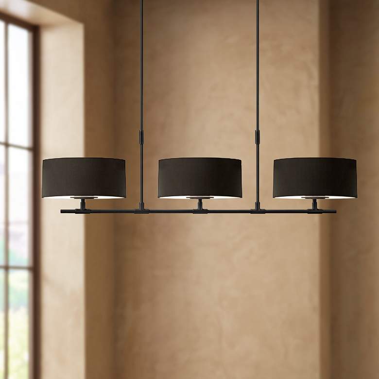 Image 1 Soho 53 3/4 inch Wide Satin Black Kitchen Island Light Pendant