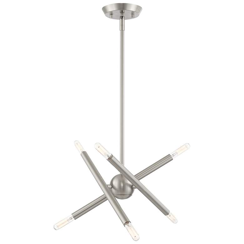 Image 2 Soho 6 Light Brushed Nickel Mini Chandelier