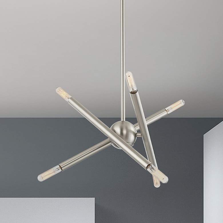 Image 1 Soho 6 Light Brushed Nickel Mini Chandelier