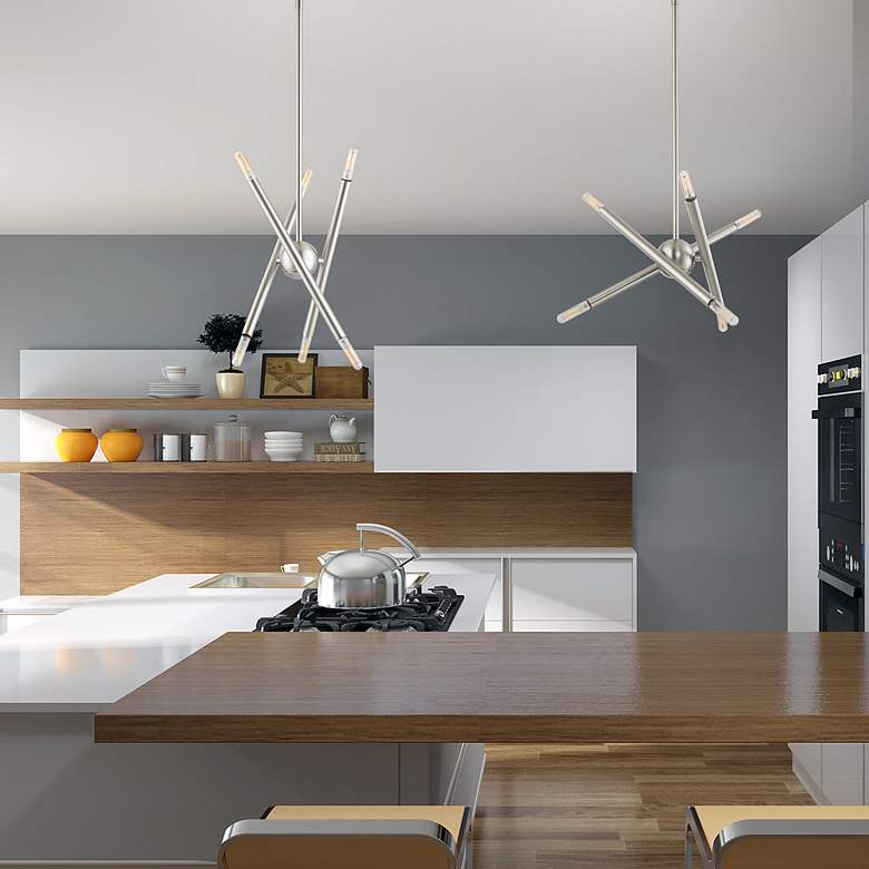 Image 3 Soho 6 Light Brushed Nickel Mini Chandelier more views