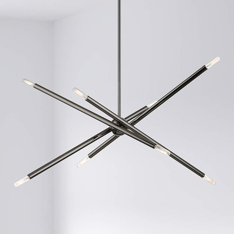 Image 1 Soho 8 Light Black Chrome Linear Chandelier