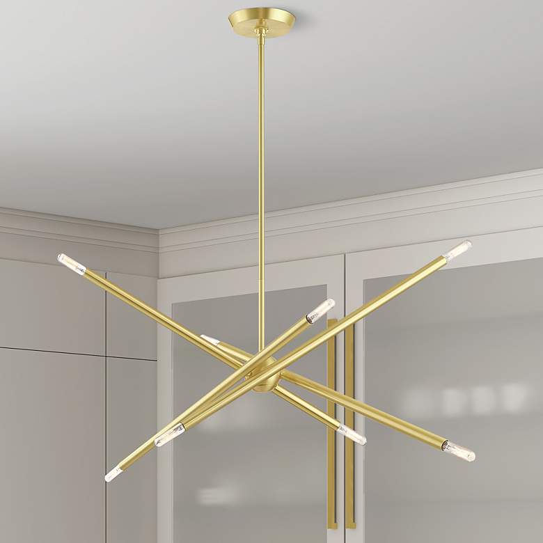 Image 1 Soho 8 Light Satin Brass Linear Chandelier