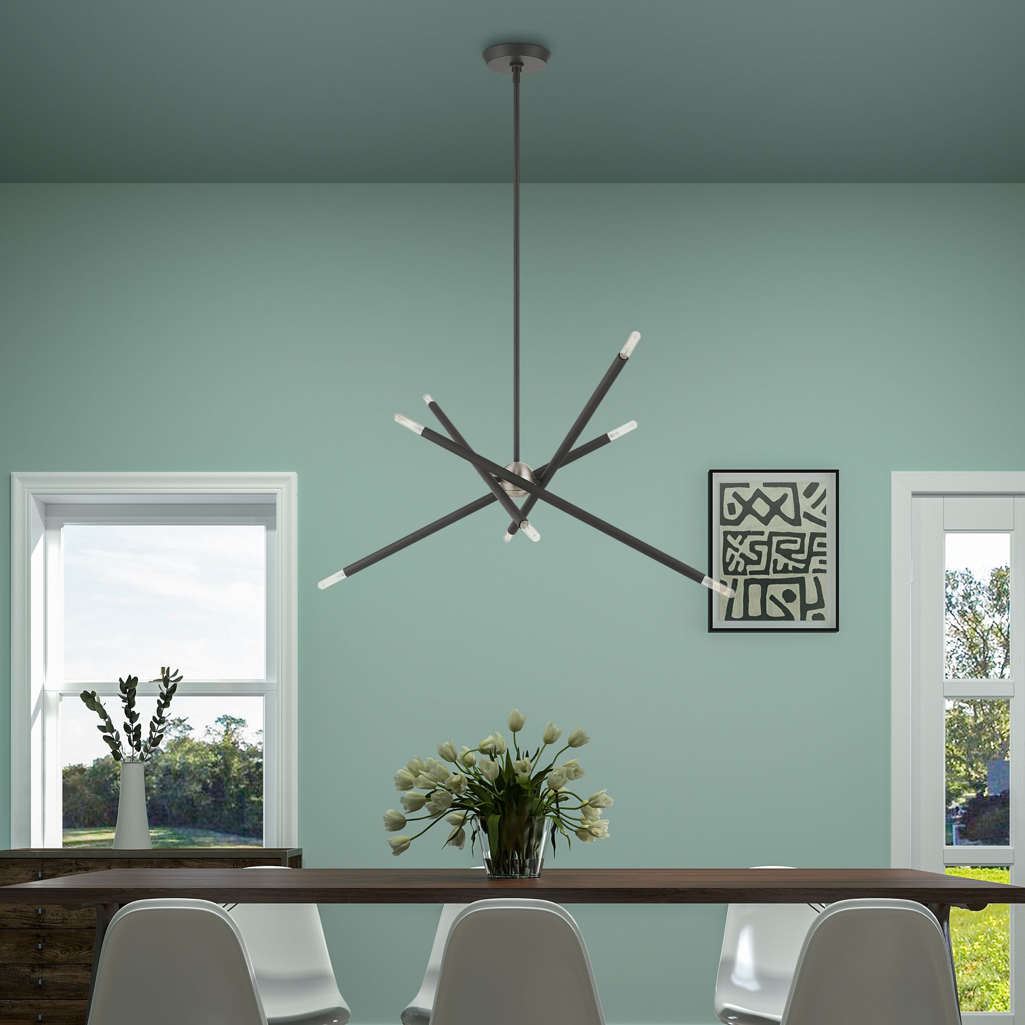 Soho 8 Light Scandinavian Gray Linear Chandelier