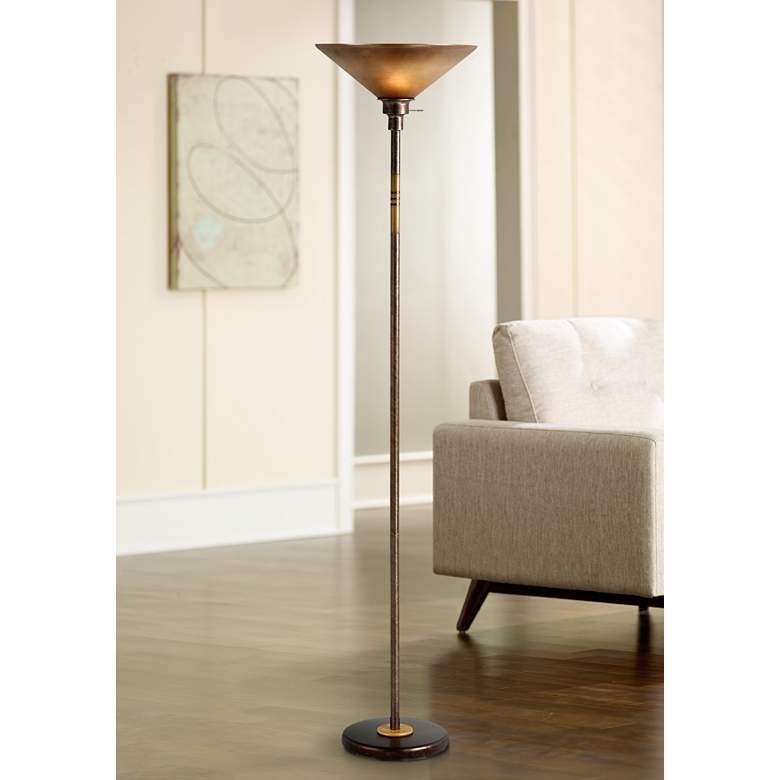 Soho Collection Rust Finish Torchiere Floor Lamp