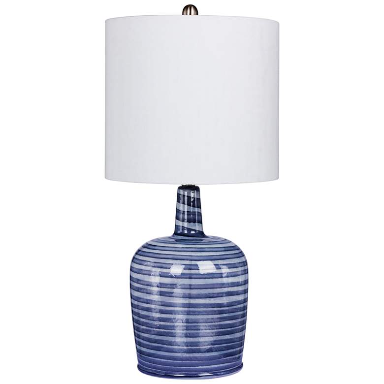 Image 1 Soho Gray and White Bedrock Striped Jug Glass Table Lamp