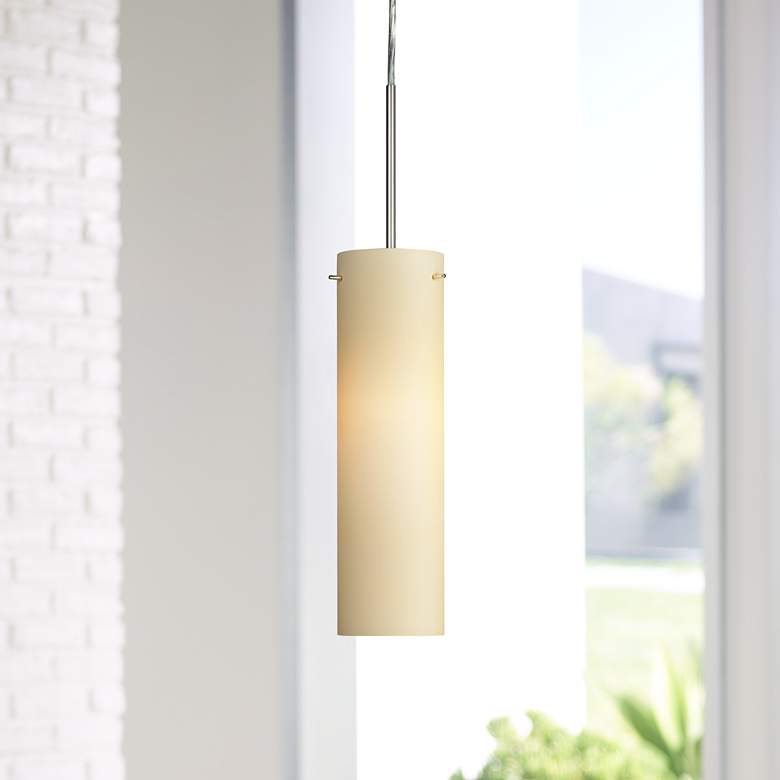 Image 1 Soho Satin Nickel 3.875" Wide LED Cream Glass Modern Mini Pendant