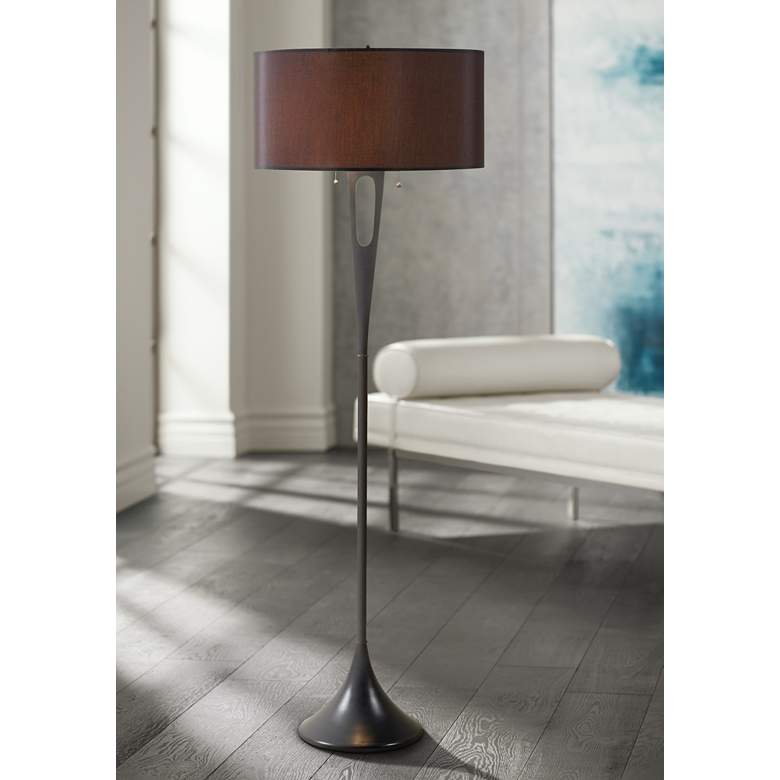 Image 1 Soiree 60 inch HIgh French Mod Bronze-Black Floor Lamp
