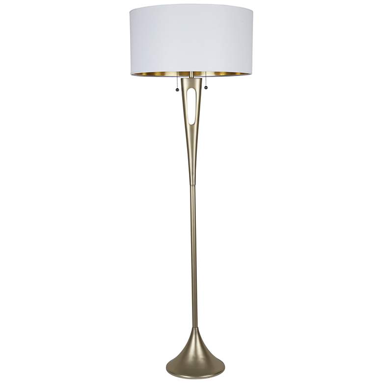 Image 1 Soiree 60 inch High Gold with Metallic White Shade Floor Lamp