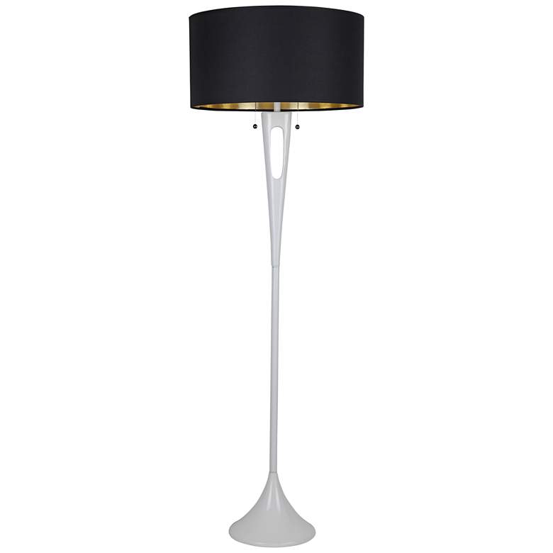 Image 1 Soiree 60 inch HIgh White with Metallic Black Shade Floor Lamp
