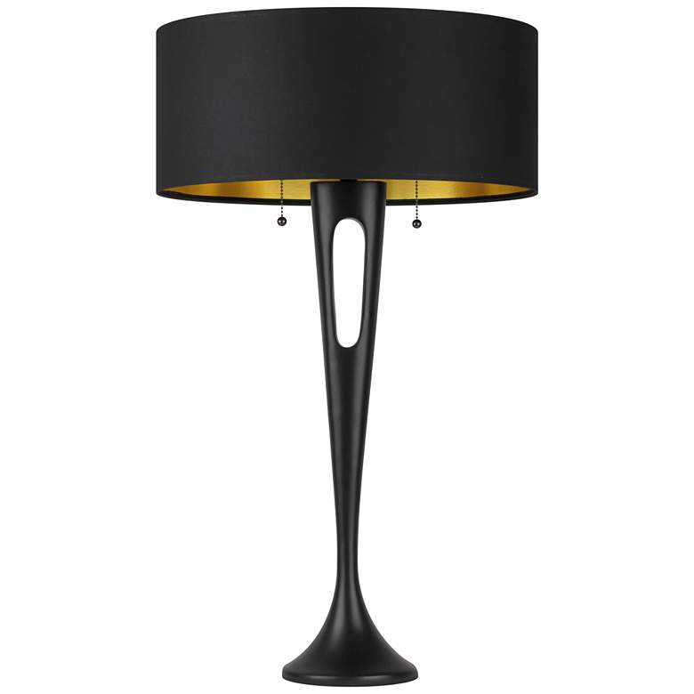 Image 1 Soiree Antique Bronze Table Lamp with Black and Gold Shade