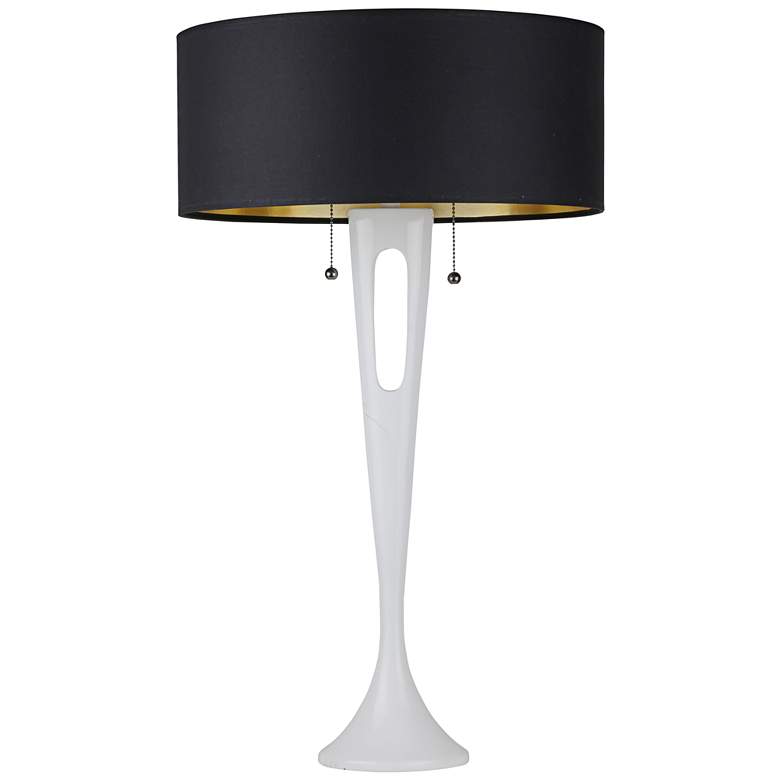 Image 1 Soiree White Table Lamp with Metallic Black and Gold Shade
