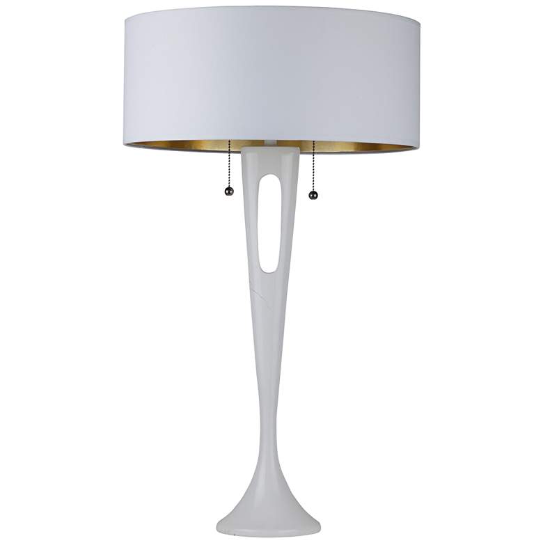 Image 1 Soiree White Table Lamp with Metallic White and Gold Shade