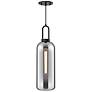2_Soji 6" Wide Matte Black Mini Pendant w/ Smoked Solid Glass