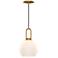 Soji 8" Wide Aged Gold and Opal Glass Mini Pendant
