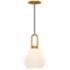 Soji 8" Wide Aged Gold and Opal Glass Mini Pendant