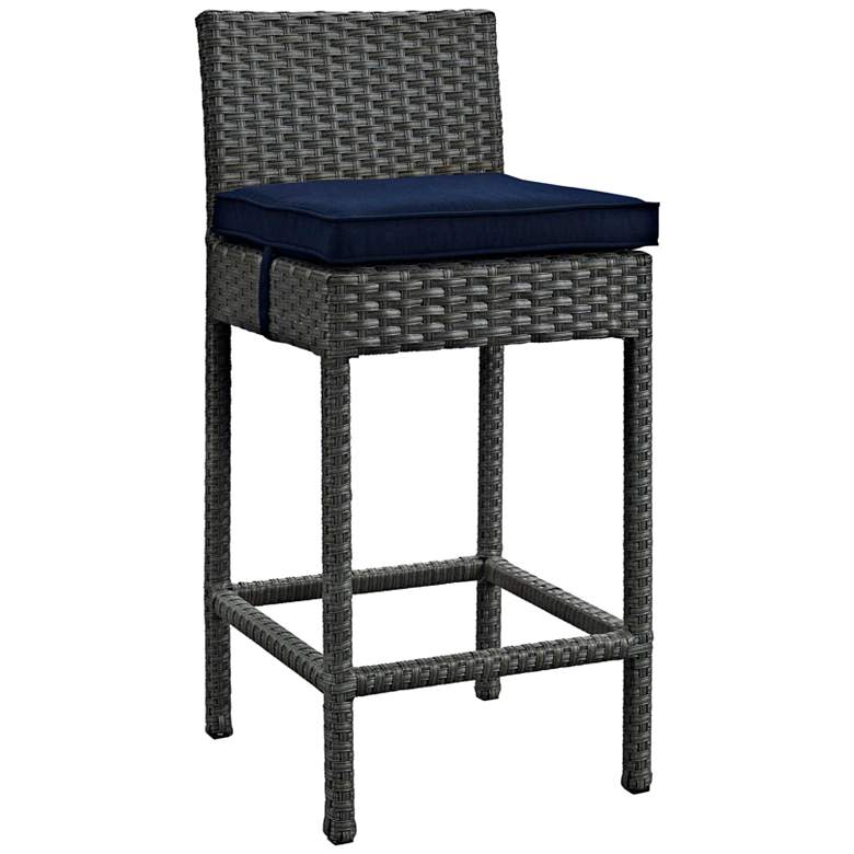 Image 1 Sojourn 27 1/2" Canvas Navy Fabric Outdoor Patio Barstool